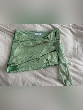 Outcast Poppei Sequin Mini Skirt - Mint Green